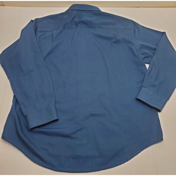 Men’s Van Heusen Navy Blue Long Sleeve Button Down Dress Shirt Size XL 17/17 1/2 - Picture 2 of 10